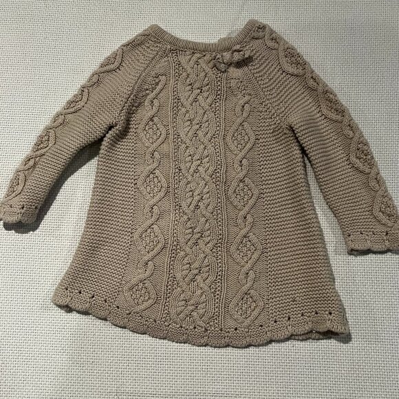 Cupcakes and Cashmere Infant Girls 3-6 Mo Cable Knit Sweater Dress Neutral Beige - Picture 1 of 10